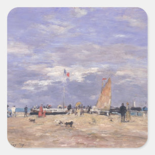 Pegatina Cuadrada El embarcadero en Deauville, 1869
