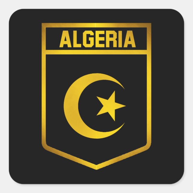 Pegatina Cuadrada El emblema de Argelia (Anverso)