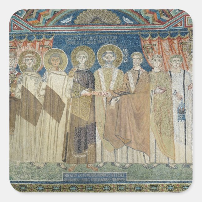 Pegatina Cuadrada El emperador Constantine IV concede inmunidad fisc (Anverso)