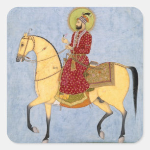 Pegatina Cuadrada El emperador Farrukhsiyar (1683-1719) de Mughal