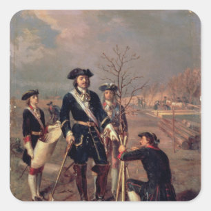 Pegatina Cuadrada El emperador Pedro el Grande en el trabajo