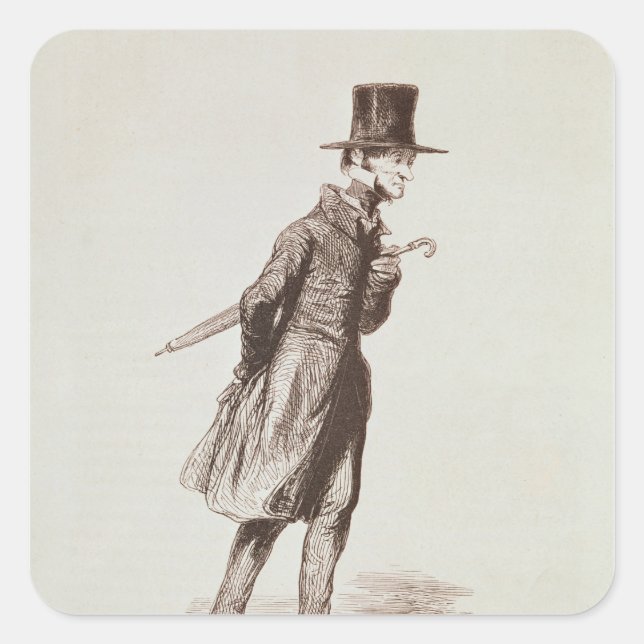 Pegatina Cuadrada El empleado (Anverso)