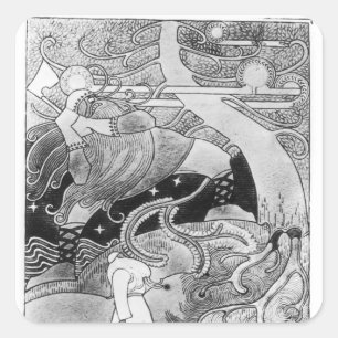 Pegatina Cuadrada El enorme roble está cortado