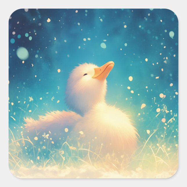 Pegatina Cuadrada El ensueño del patito (Anverso)