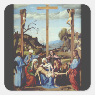 Pegatina Cuadrada El Entierro de Jesucristo Arte de Icono Sagrado