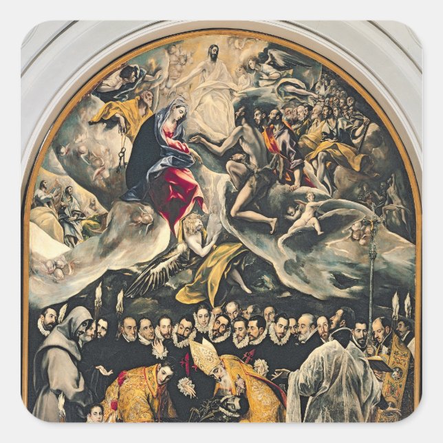 Pegatina Cuadrada El entierro del conde Orgaz (Anverso)