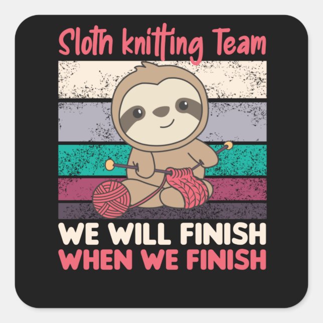 Pegatina Cuadrada El equipo de puntería Sloth Knit Cosy (Anverso)