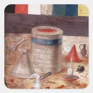 Pegatina Cuadrada El equipo del alquimista, escrito reputado