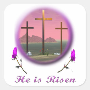Pegatina Cuadrada Él es Risen 