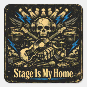 Pegatina Cuadrada El Escenario Es Mi Hogar – Orgullo de Rock del Int