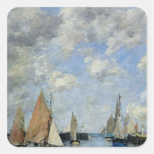 Pegatina Cuadrada El espigón en la alta marea, Trouville