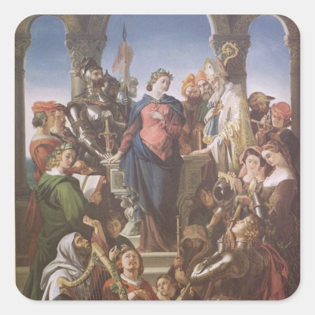 Pegatina Cuadrada El espíritu de la caballería, c.1845 (Anverso)
