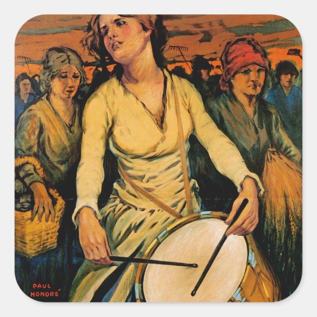 Pegatina Cuadrada El espíritu del poder femenino (Anverso)