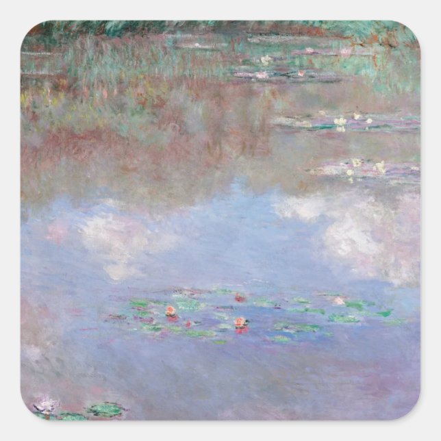 Pegatina Cuadrada El estanque Water Lily Pond (Nubes) (1903) Claude  (Anverso)