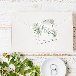 Pegatina Cuadrada El eucalipto deja a un Boda elegante de la vegetac