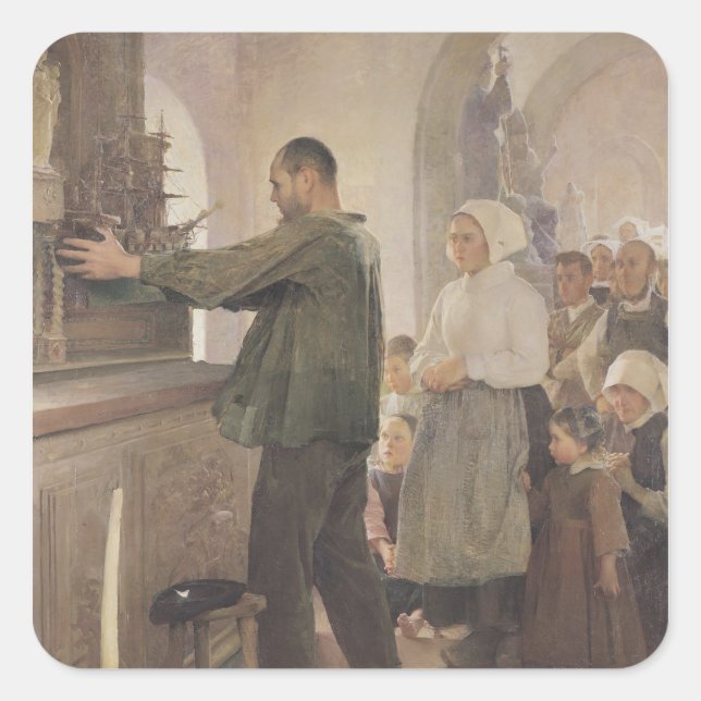 Pegatina Cuadrada El ex voto, 1898 (Anverso)