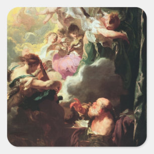 Pegatina Cuadrada El éxtasis de San Pablo, c.1628-29 (aceite en