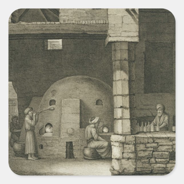 Pegatina Cuadrada El fabricante de botellas de vidrio, del Volumen I (Anverso)