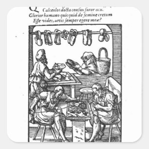 Pegatina Cuadrada El fabricante de zapato