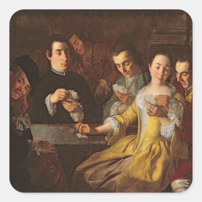 Pegatina Cuadrada El Fiesta de tarjetas (Anverso)