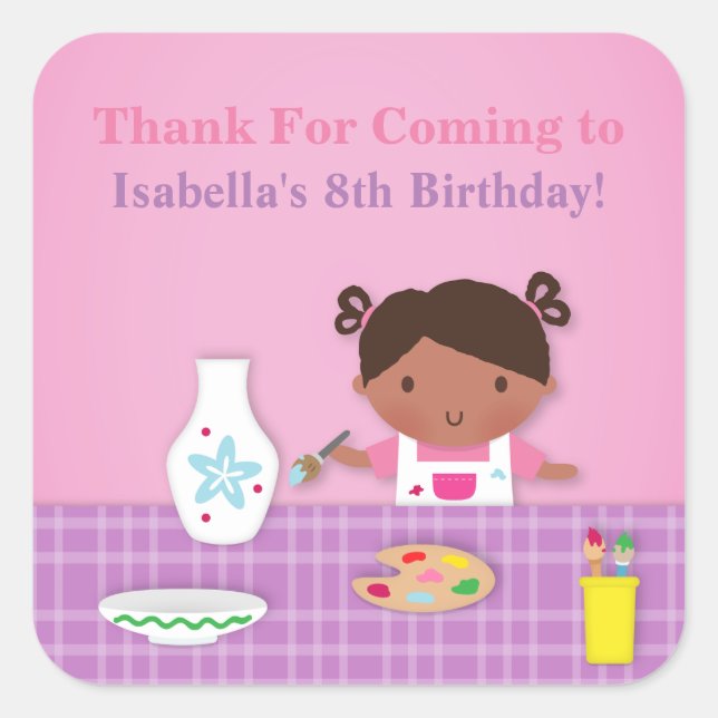 Pegatina Cuadrada El fiesta del arte de la pintura de la cerámica le (Anverso)