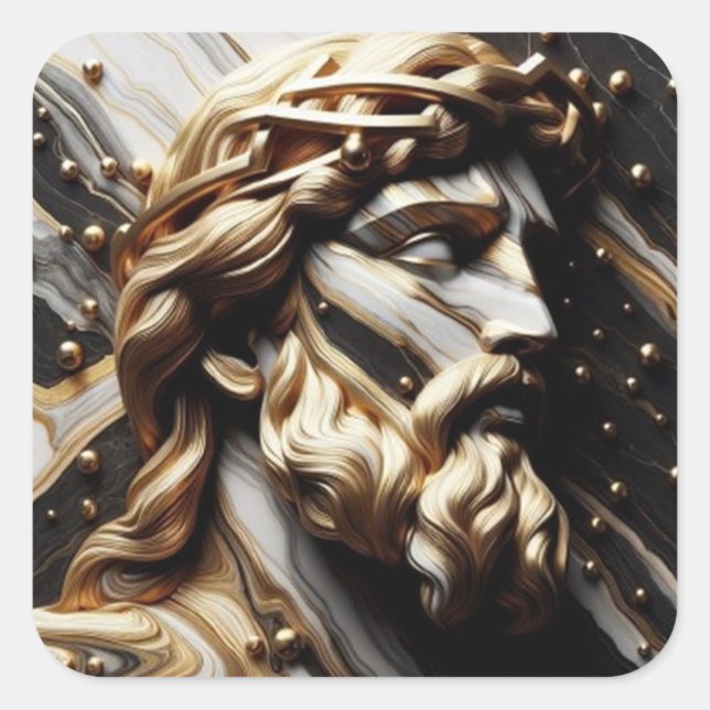 Pegatina Cuadrada El filósofo un retrato de sabiduría y fuerza (Anverso)