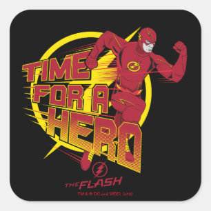 Pegatina Cuadrada El Flash   Gráfico "Tiempo Para Un Héroe"
