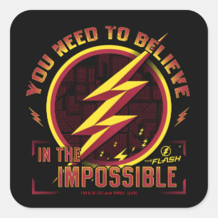 Pegatina Cuadrada El Flash   Necesita Creer En Lo Imposible