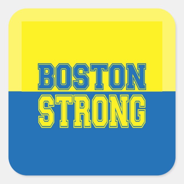 Pegatina Cuadrada El fuerte regalo de Boston amarillo y azul (Anverso)