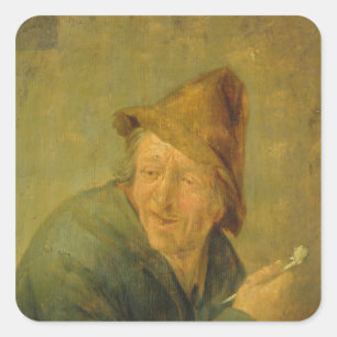 Pegatina Cuadrada El fumador, 1640