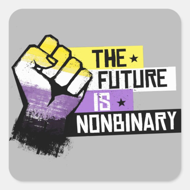 Pegatina Cuadrada El futuro es no binario (Anverso)