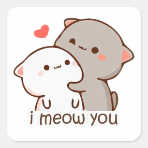 Pegatina Cuadrada El gato de Mochi Peach - te mimo