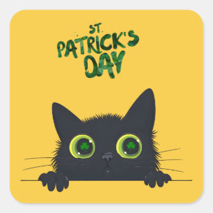 Pegatina Cuadrada El gato del día de San Patricio es gracioso
