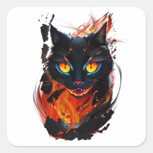 Pegatina Cuadrada El gato del infierno