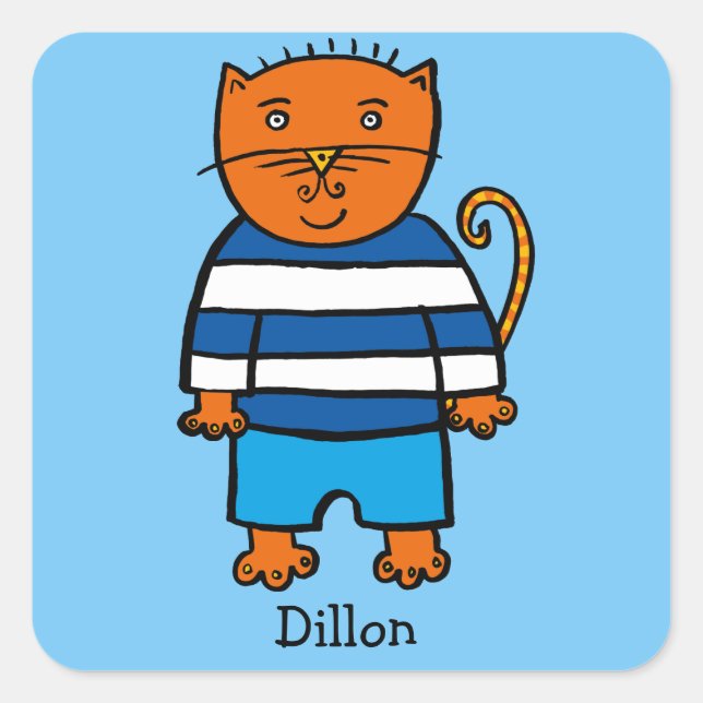 Pegatina Cuadrada El gato Dillon personalizado (Anverso)