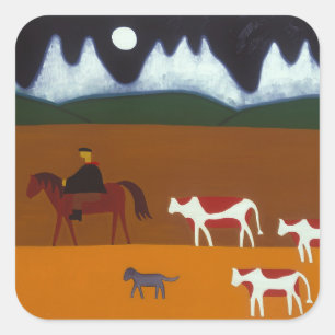 Pegatina Cuadrada El gaucho y su ganado 2006