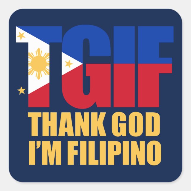 Pegatina Cuadrada El GIF filipino con bandera filipina (Anverso)