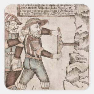 Pegatina Cuadrada El gigante Baugi, persuadido por Odin