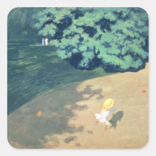 Pegatina Cuadrada El globo o la esquina de un parque con un niño