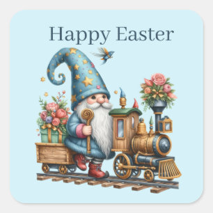 Pegatina Cuadrada El gnomo de Cuta Feliz Pascua