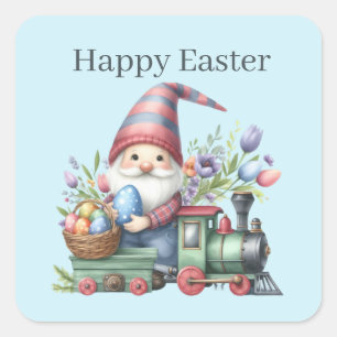 Pegatina Cuadrada El gnomo de Cuta Feliz Pascua