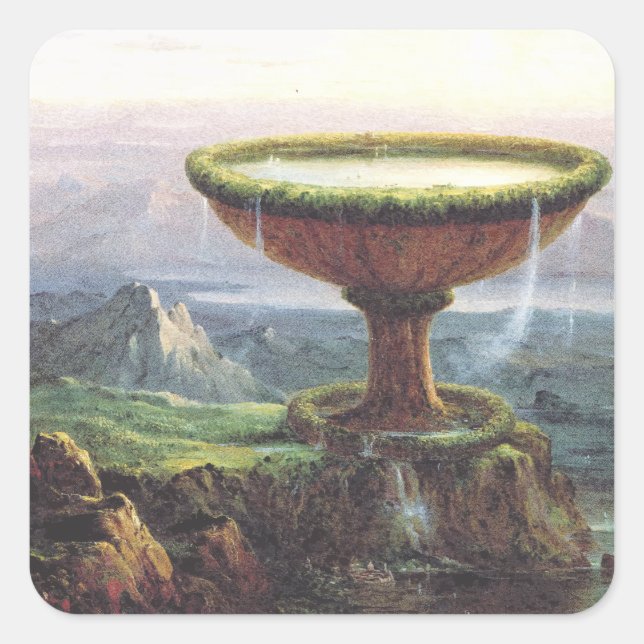 Pegatina Cuadrada El goblet del Titan de Thomas Cole (Anverso)