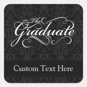 Pegatina Cuadrada El graduado, negro elegante