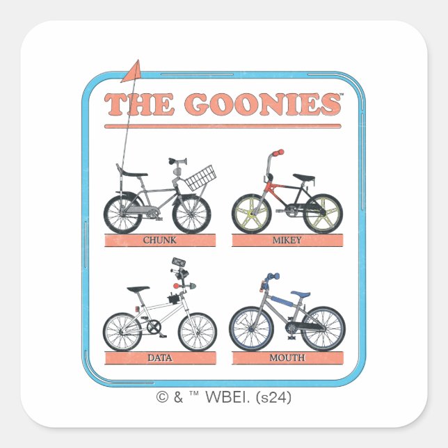 Pegatina Cuadrada El gráfico de bicicletas de Goonies (Anverso)