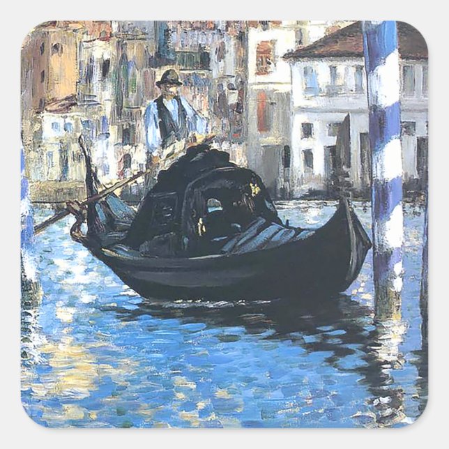 Pegatina Cuadrada El gran canal de Venecia Edouard Manet (Anverso)