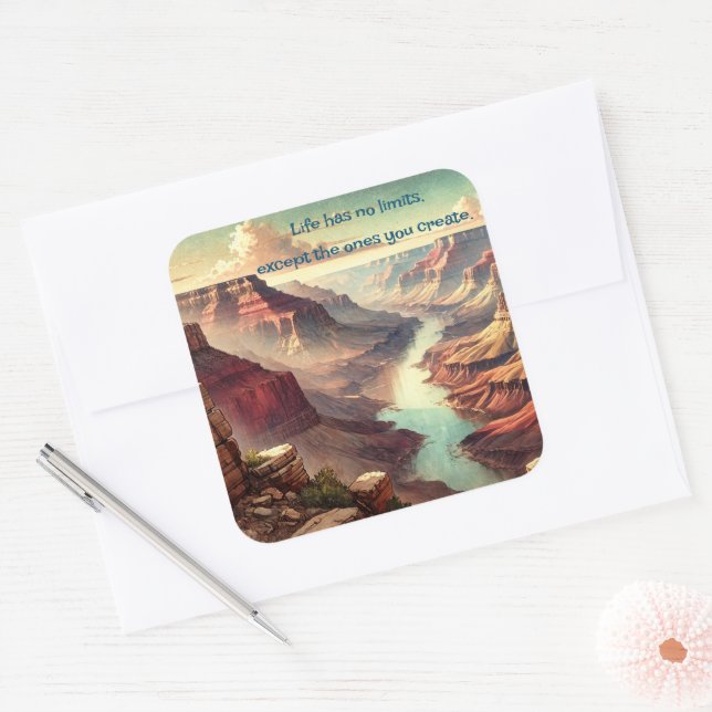 Pegatina Cuadrada El Gran Cañón y la Cita (Sobre)