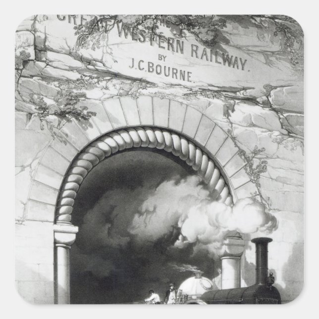 Pegatina Cuadrada El gran ferrocarril occidental, 1846 (Anverso)