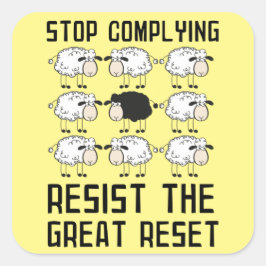 Pegatina Cuadrada El Gran Reajuste: Construir de vuelta un nuevo ord