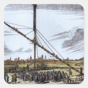 Pegatina Cuadrada El gran telescopio astronómico