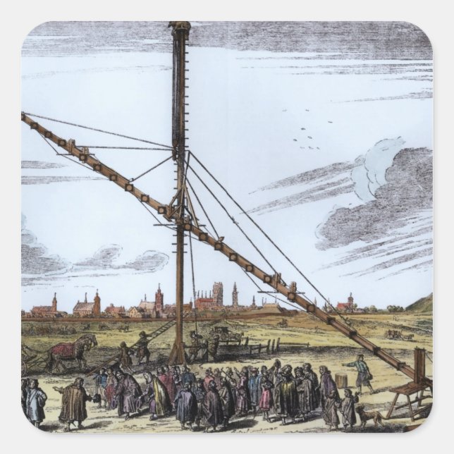 Pegatina Cuadrada El gran telescopio astronómico (Anverso)